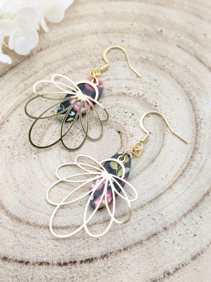 Boucles d'oreilles fleuries "Rose"