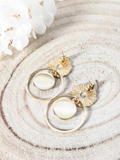 Boucles d'oreilles fleuries sur fond noir