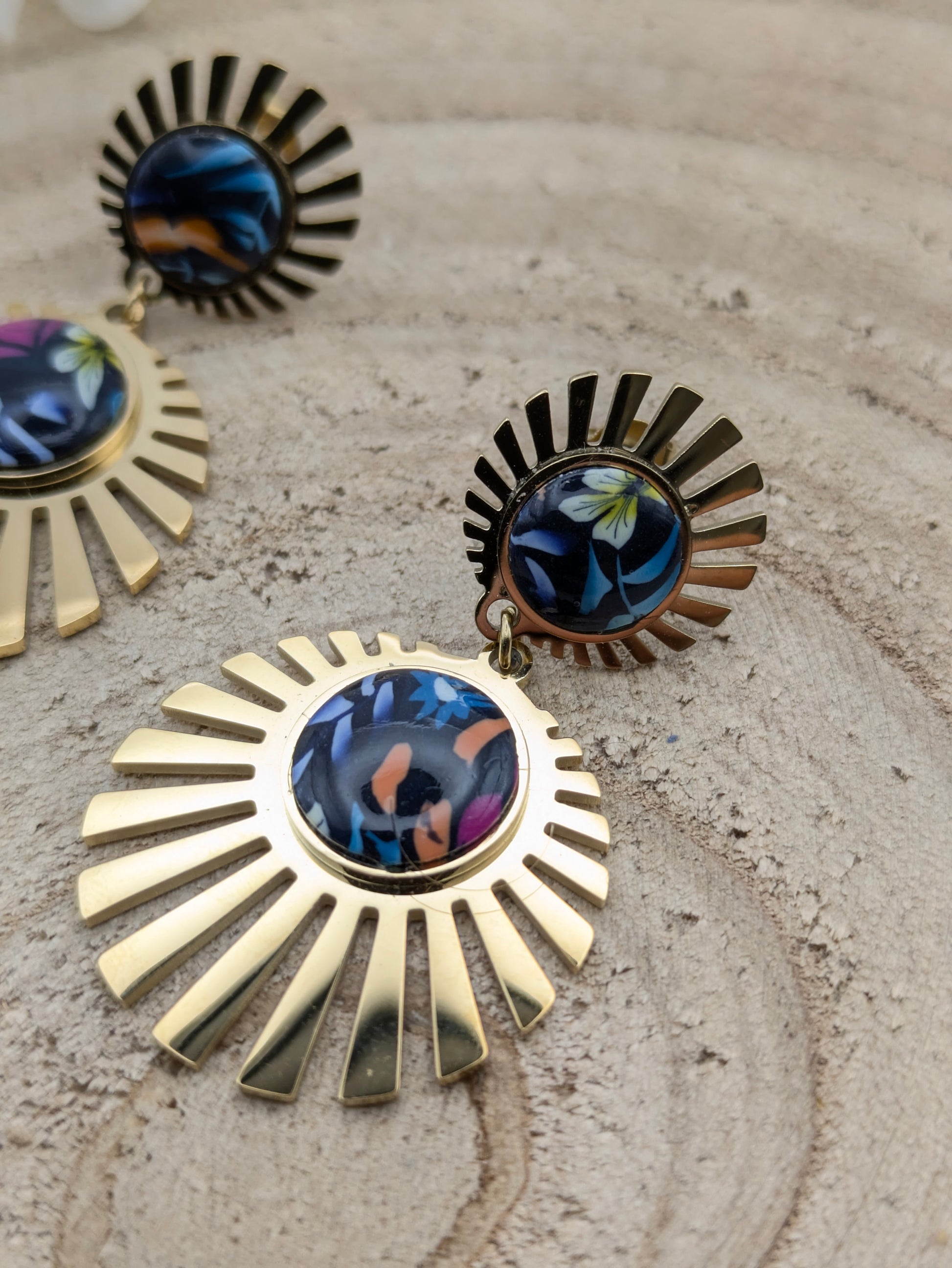Boucles d'oreilles fleuries "tropical"