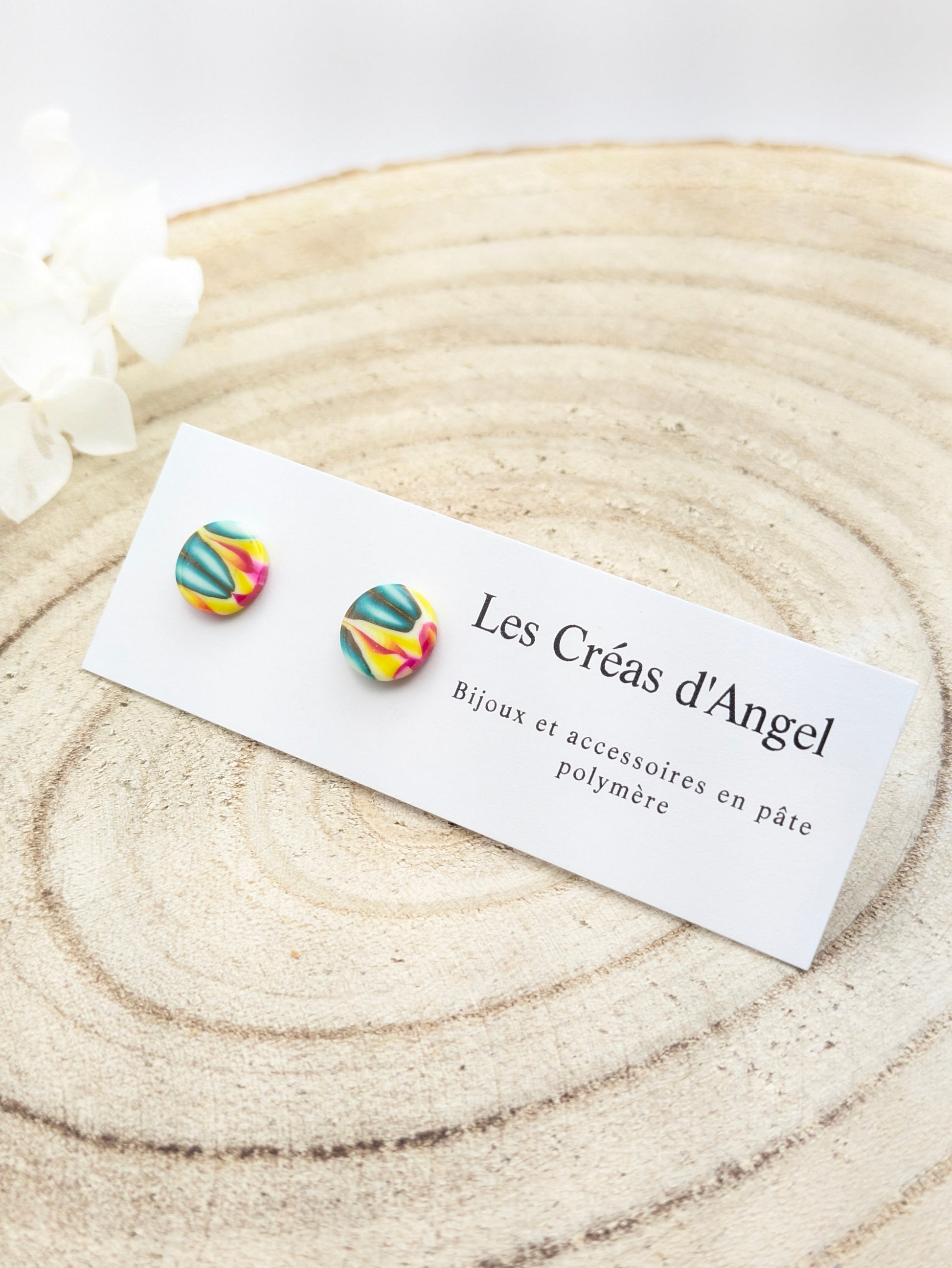 Boucles d'oreilles puces multicolore