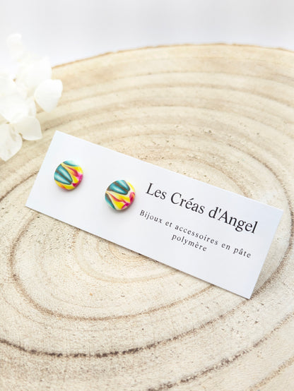 Boucles d'oreilles puces multicolore