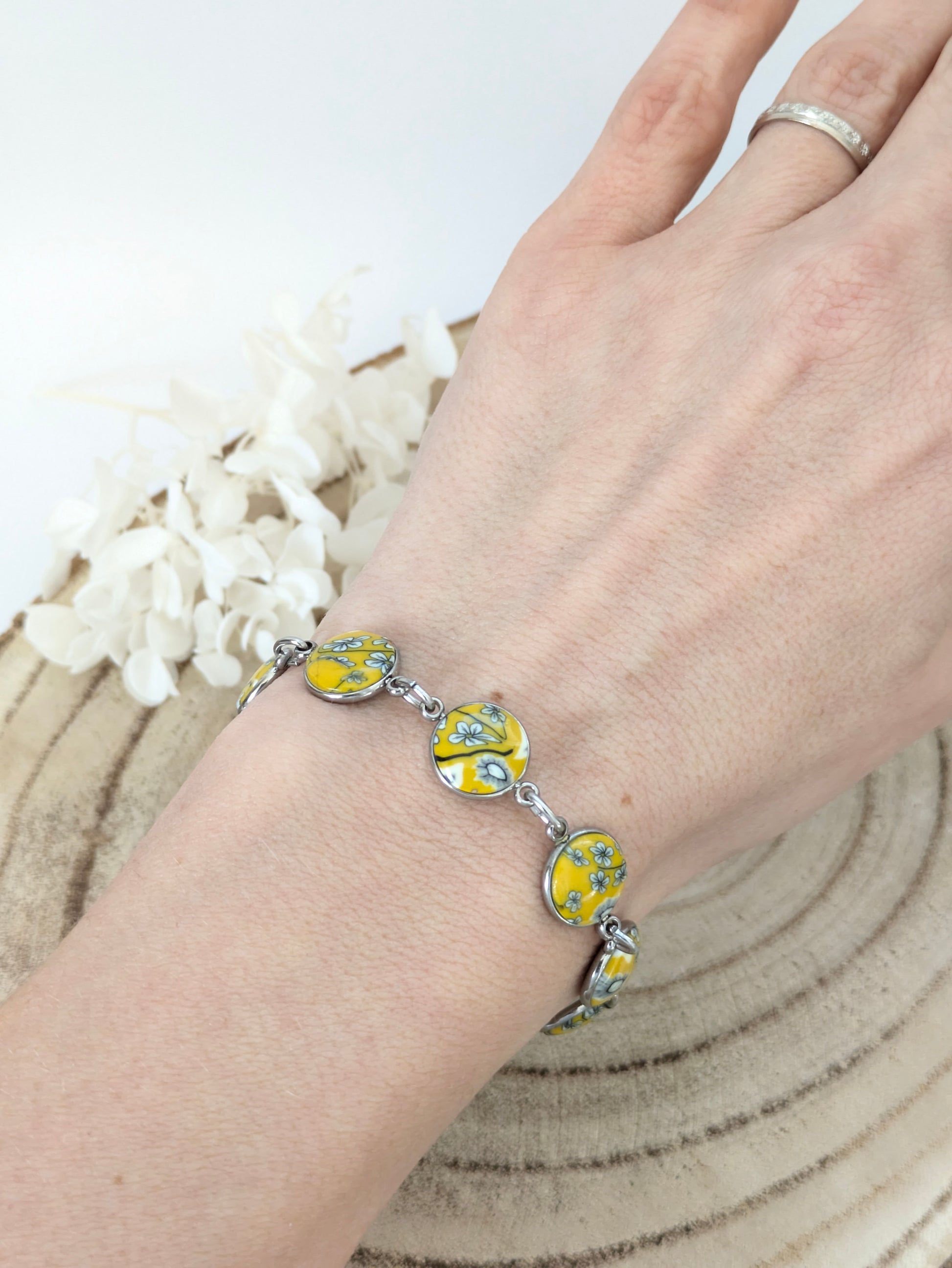 Bracelet imitation "Marbre vert"