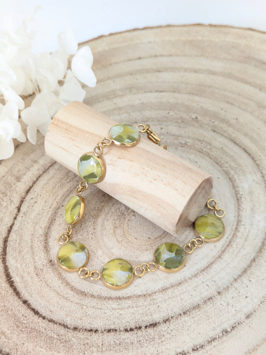 Bracelet imitation "Marbre vert"