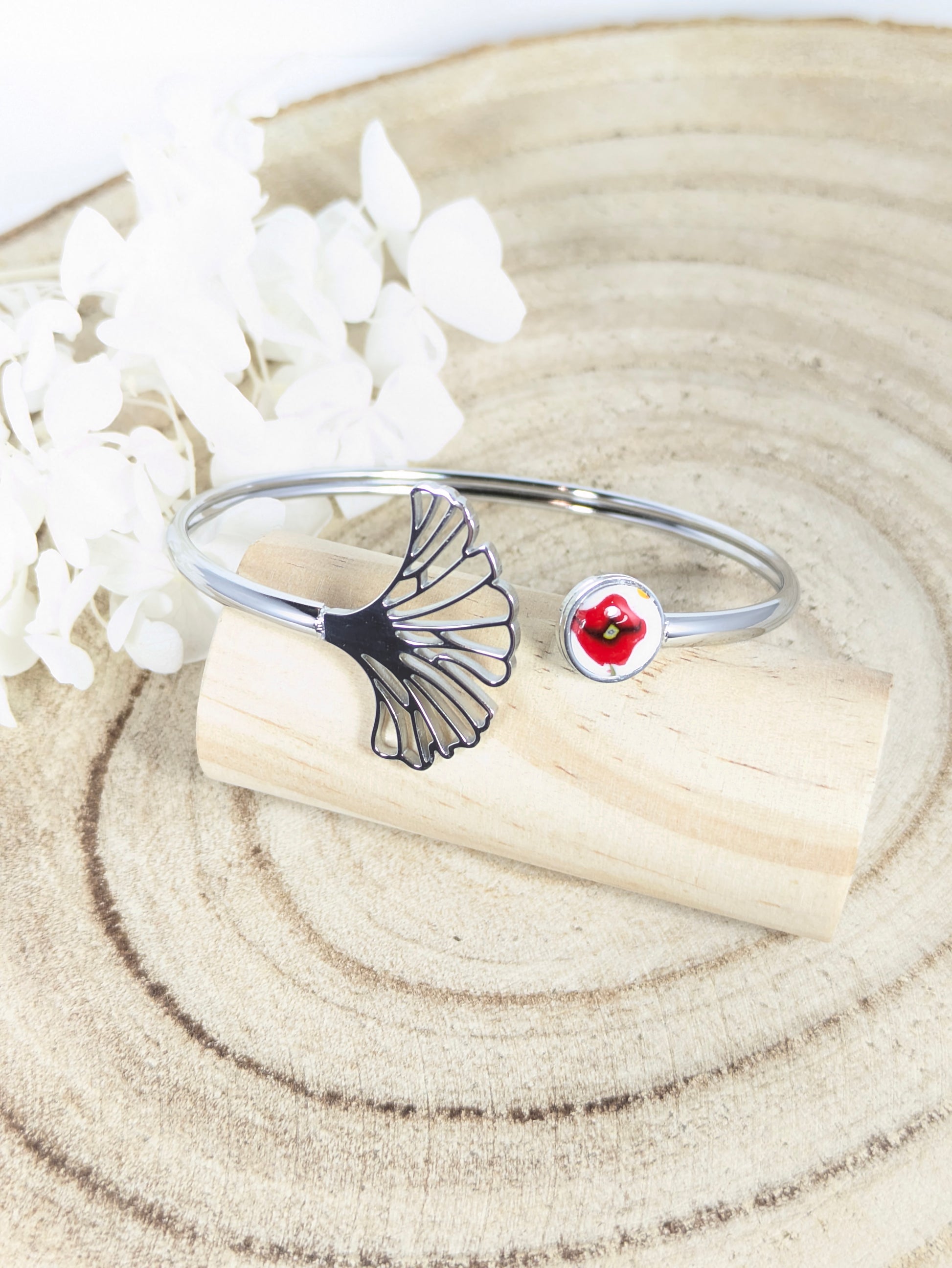 Bracelet jonc "Coquelicot"