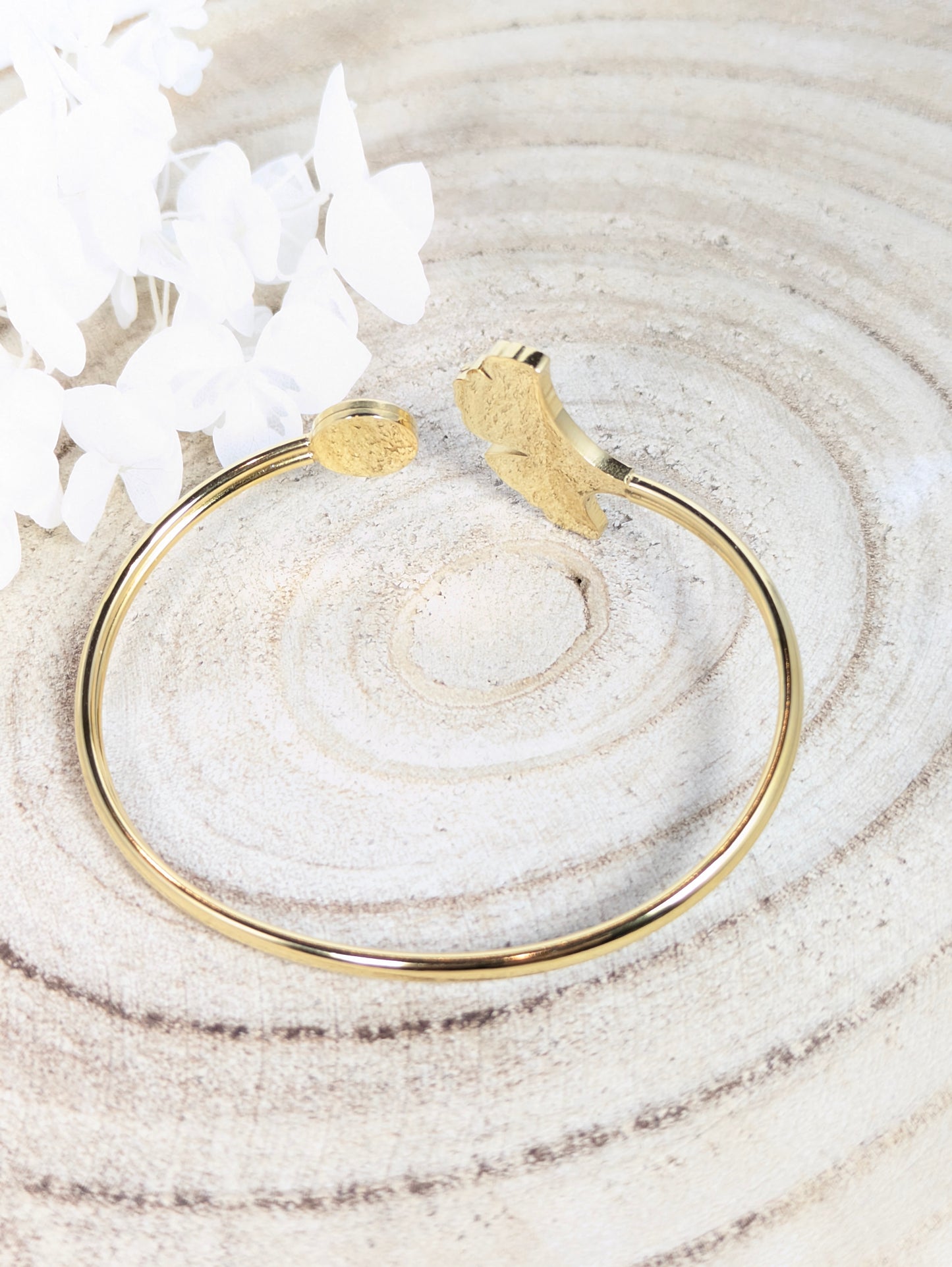 Bracelet jonc ginko " Marbre rouge"