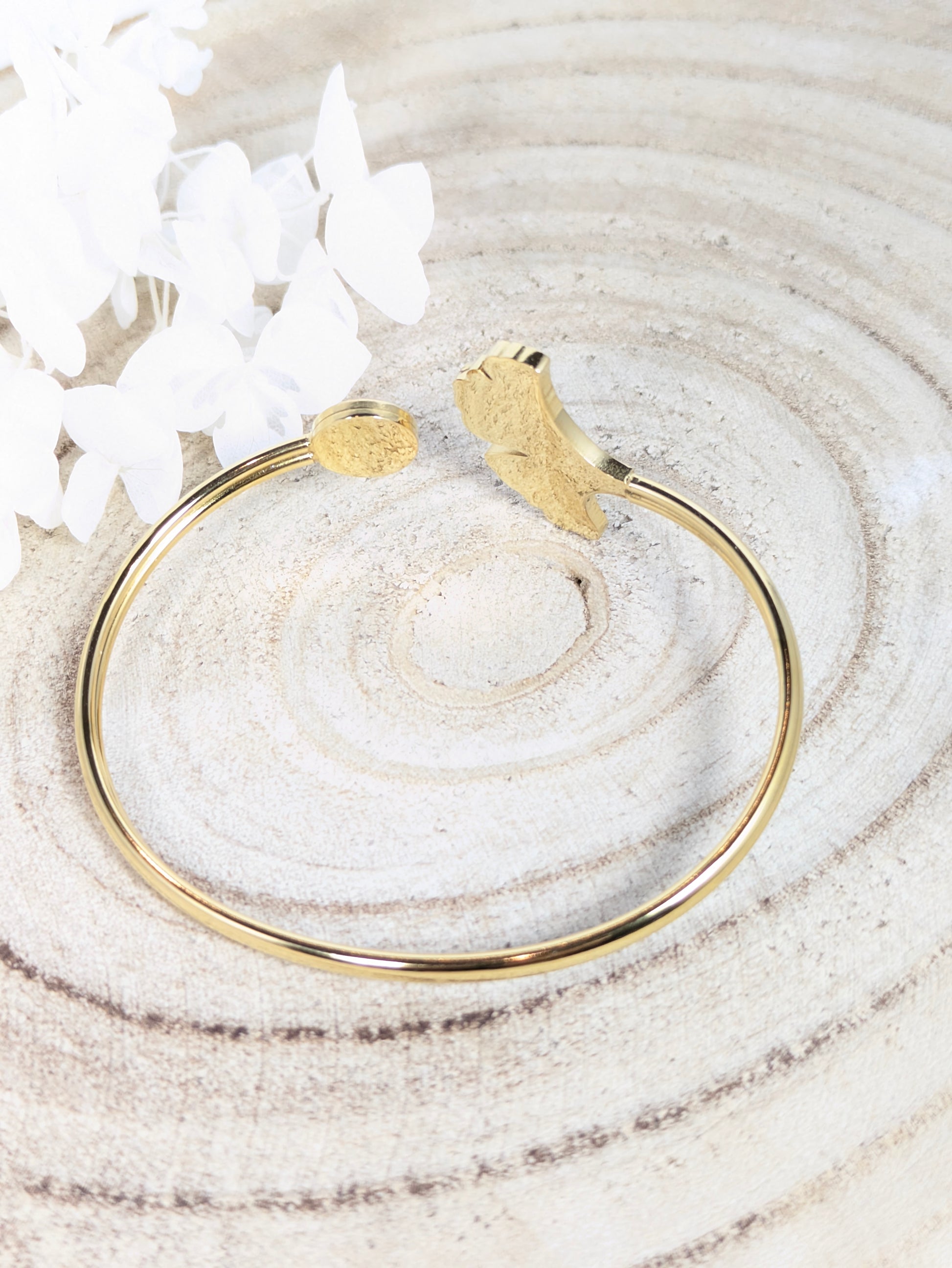 Bracelet jonc ginko " Marbre rouge"