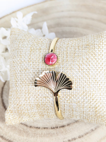 Bracelet jonc ginko " Marbre rouge"