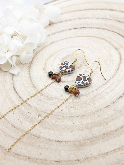 Boucles d'oreilles cœur "Léopard"