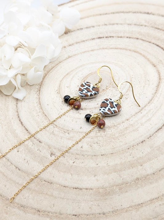 Boucles d'oreilles cœur "Léopard"