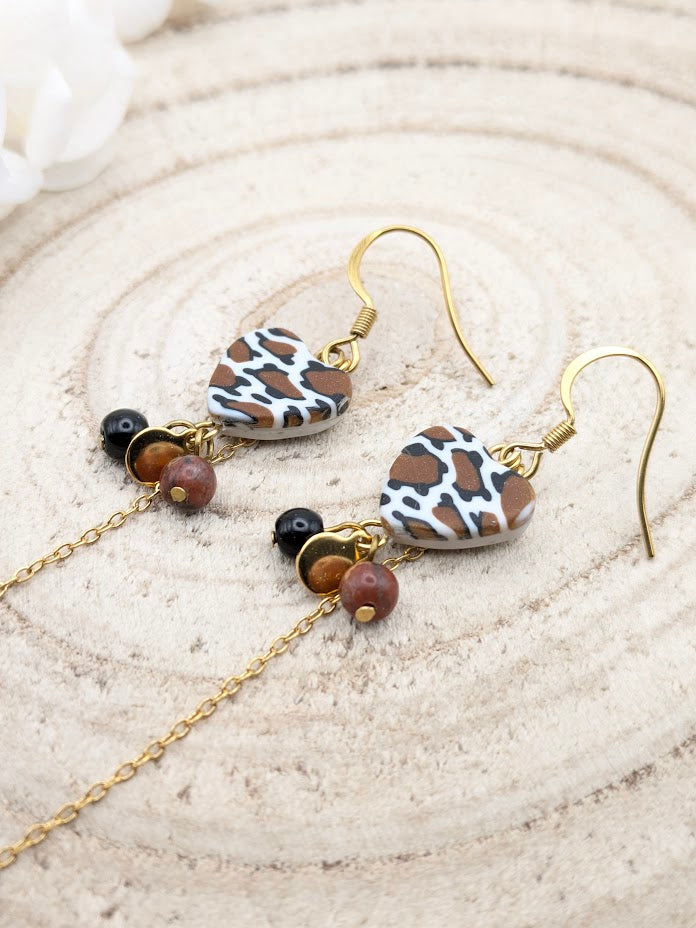 Boucles d'oreilles cœur "Léopard"