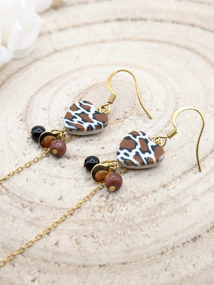 Boucles d'oreilles cœur "Léopard"