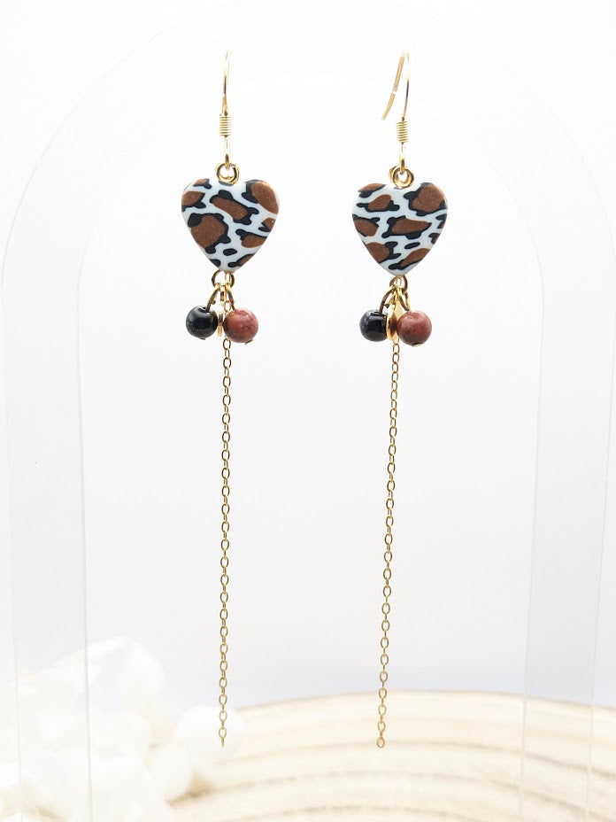 Boucles d'oreilles cœur "Léopard"