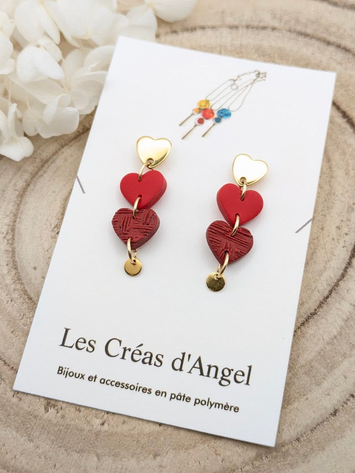 Boucles d'oreilles Trio de cœurs