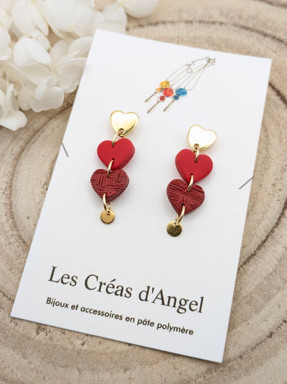 Boucles d'oreilles Trio de cœurs
