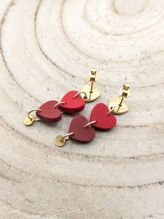 Boucles d'oreilles Trio de cœurs