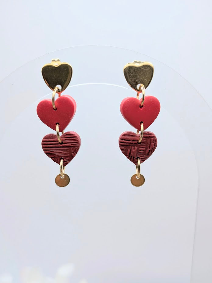 Boucles d'oreilles Trio de cœurs