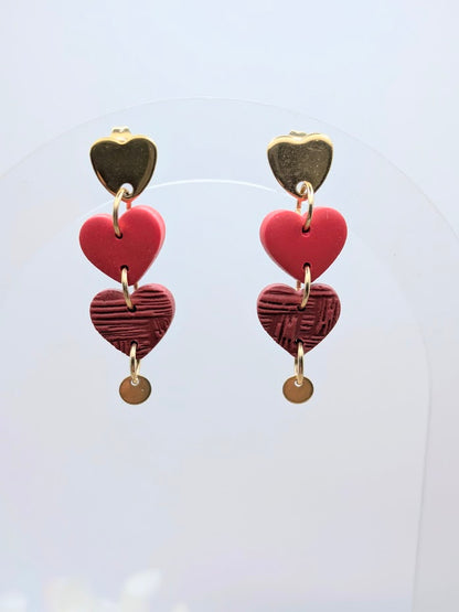 Boucles d'oreilles Trio de cœurs