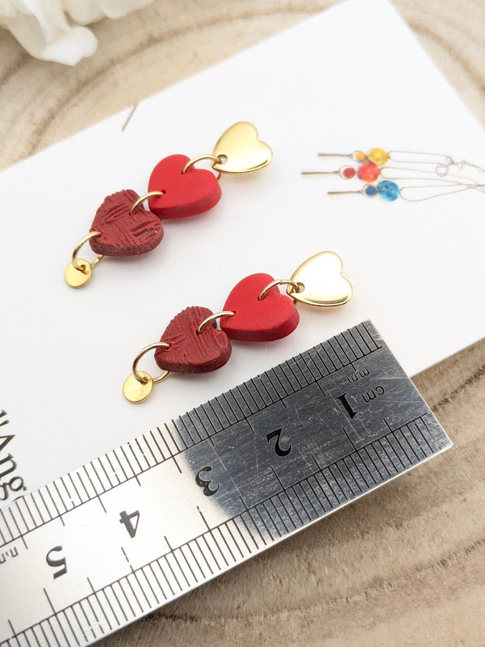 Boucles d'oreilles Trio de cœurs