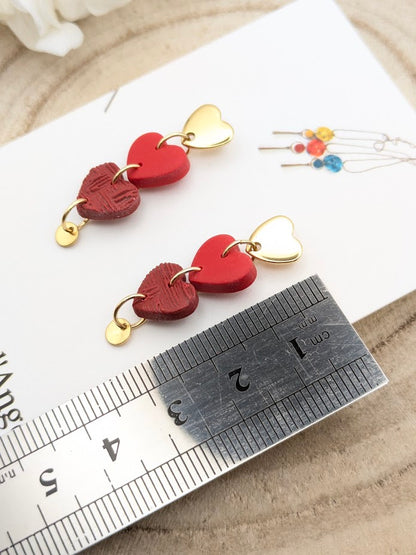 Boucles d'oreilles Trio de cœurs