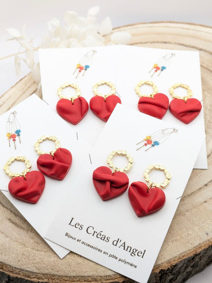 Boucles d'oreilles cœur drapé