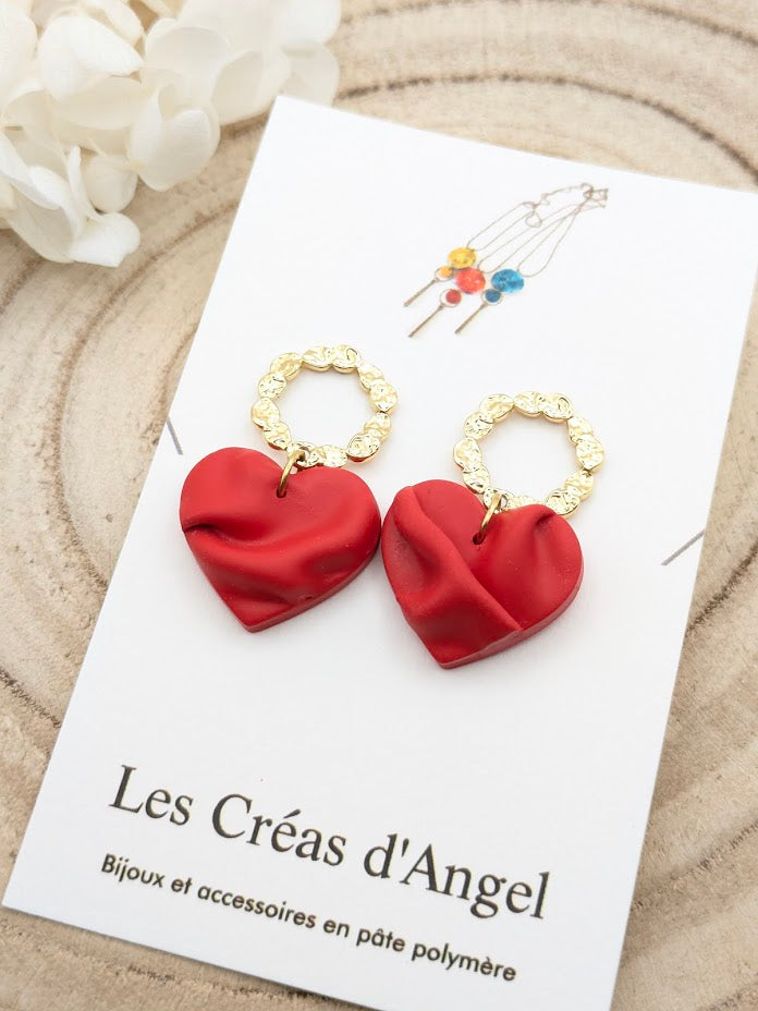 Boucles d'oreilles cœur drapé