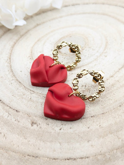 Boucles d'oreilles cœur drapé