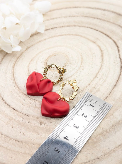 Boucles d'oreilles cœur drapé