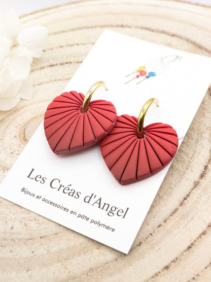 Boucles d'oreilles cœurs rouge