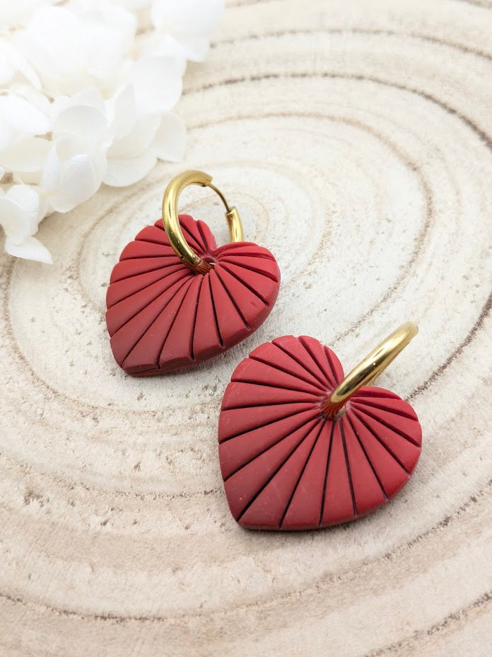 Boucles d'oreilles cœurs rouge