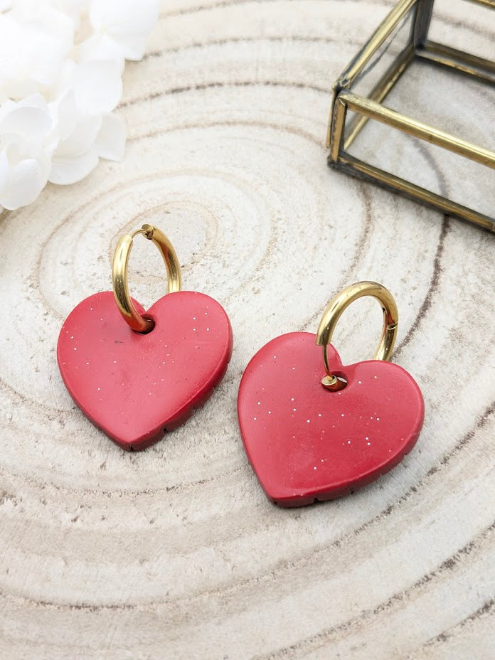 Boucles d'oreilles cœurs rouge