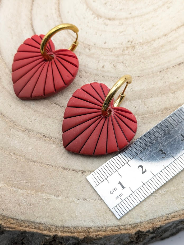 Boucles d'oreilles cœurs rouge