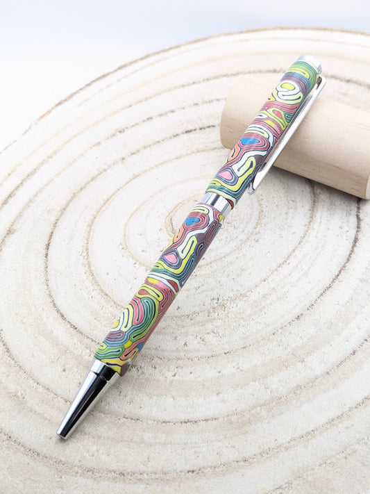 Stylo bille artisanal multicolore en pâte polymère fait main – Les Créas d'Angel