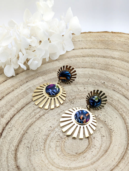 Boucles d'oreilles fleuries "tropical"