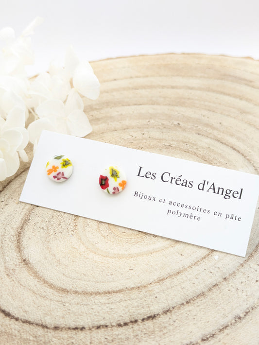 Boucles d'oreilles puces fleuries