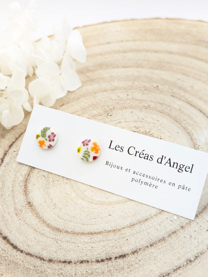 Boucles d'oreilles puces fleuries